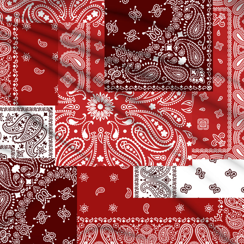 Tissu gabardine coton imprimée motif BANDANA paisley : nombreuses couleurs ! - STANDARD 100 OEKO-TEX