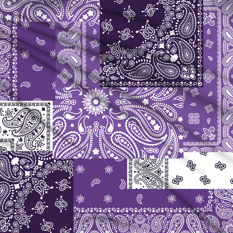 Tissu gabardine coton imprimée motif BANDANA paisley : nombreuses couleurs ! - STANDARD 100 OEKO-TEX