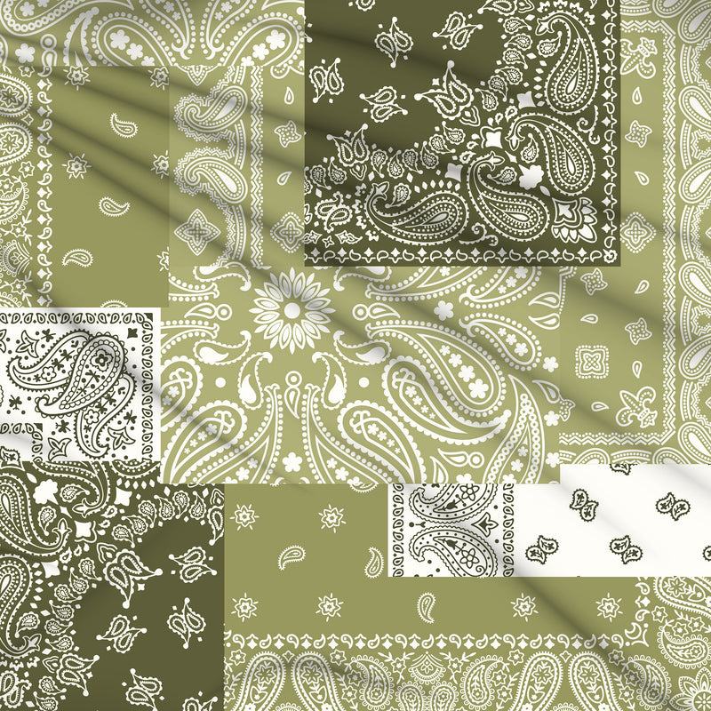 Tissu gabardine coton imprimée motif BANDANA paisley : nombreuses couleurs ! - STANDARD 100 OEKO-TEX