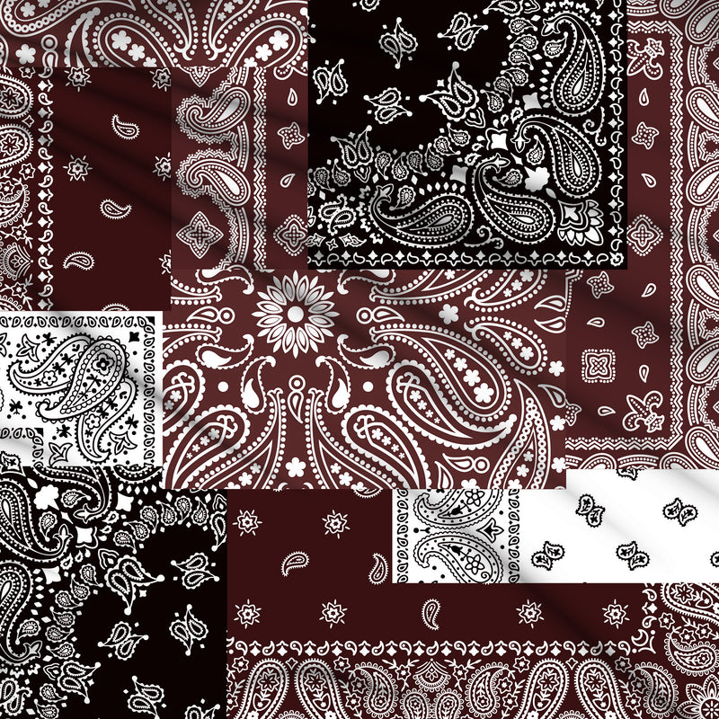Tissu gabardine coton imprimée motif BANDANA paisley : nombreuses couleurs ! - STANDARD 100 OEKO-TEX