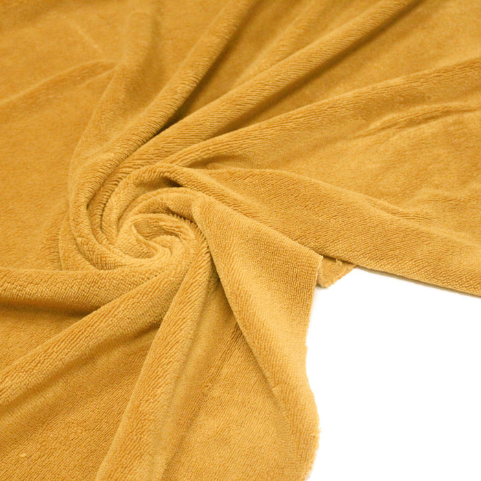 Tissu éponge de fibre de bambou qualité extra, jaune moutarde - Oeko-Tex