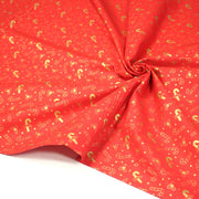 Tissu coton NOËL rouge aux houx et sucres d'orge dorés - OEKO - TEX - TissusPapi.com