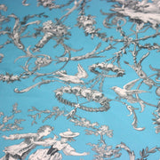 Tissu coton épais TOILE DE JOUY LES AMOURS, bleu, grande largeur 280cm - TissusPapi.com