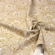 Tissu ART NOUVEAU demi natté motif floral, fond lin : bordeaux, vert anglais, ocre - TissusPapi.com