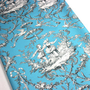 Tissu coton épais TOILE DE JOUY LES AMOURS, bleu, grande largeur 280cm - TissusPapi.com