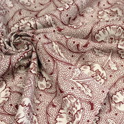 Tissu ART NOUVEAU demi natté motif floral, fond lin : bordeaux, vert anglais, ocre - TissusPapi.com