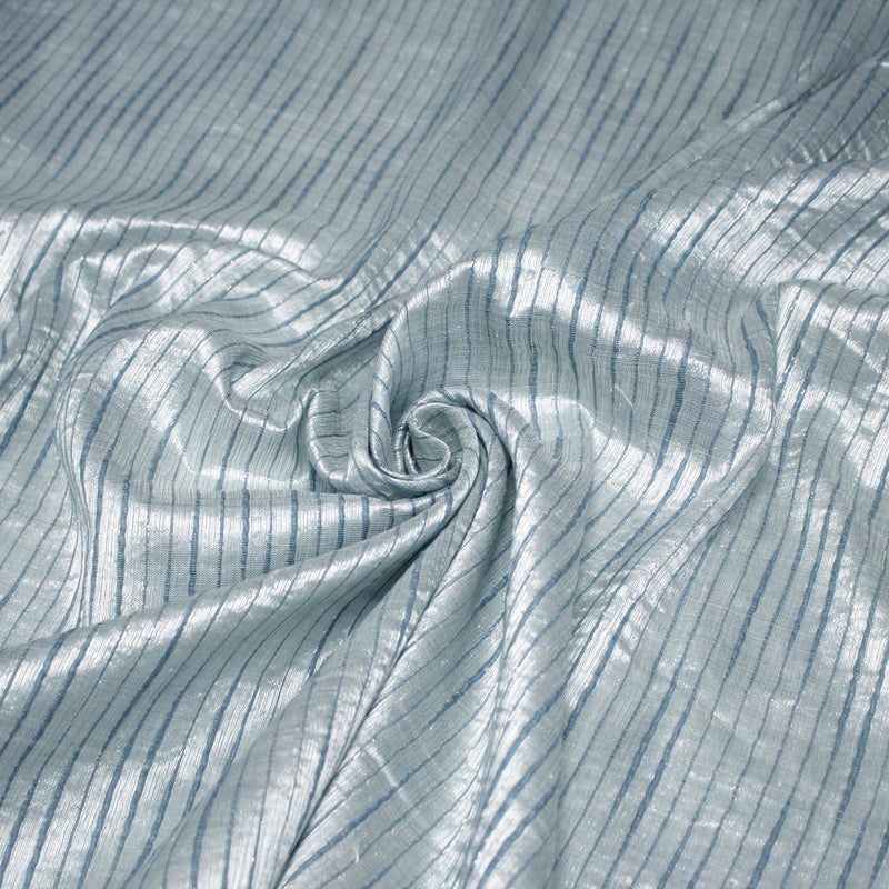 Tissu coton soie tissé rayé, trois couleurs : vert, jaune, gris - MADE IN FRANCE - TissusPapi.com