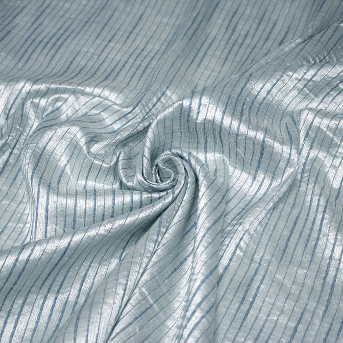 Tissu coton soie tissé rayé, trois couleurs : vert, jaune, gris - MADE IN FRANCE - TissusPapi.com