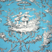 Tissu coton épais TOILE DE JOUY LES AMOURS, bleu, grande largeur 280cm - TissusPapi.com