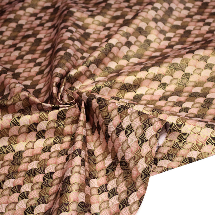 Tissu cotonnade motif vagues japonaises Seigaiha dorées : nombreuses couleurs - COLLECTION JAPON DORÉ