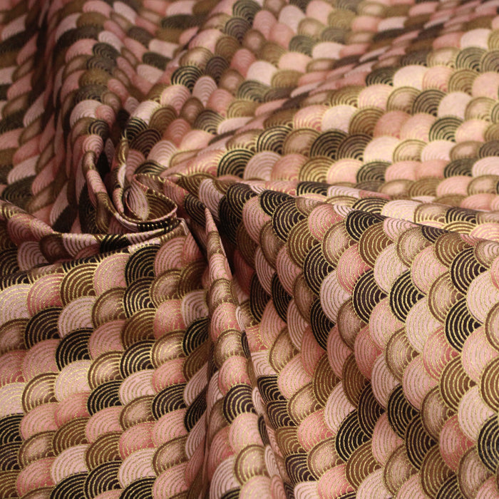 Tissu cotonnade motif vagues japonaises Seigaiha dorées : nombreuses couleurs - COLLECTION JAPON DORÉ