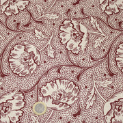 Tissu ART NOUVEAU demi natté motif floral, fond lin : bordeaux, vert anglais, ocre - TissusPapi.com