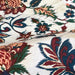 Tissu coton jacquard INDIENNES écru aux fleurs bleues, vertes, corail et bordeaux - Fabrication italienne - TissusPapi.com