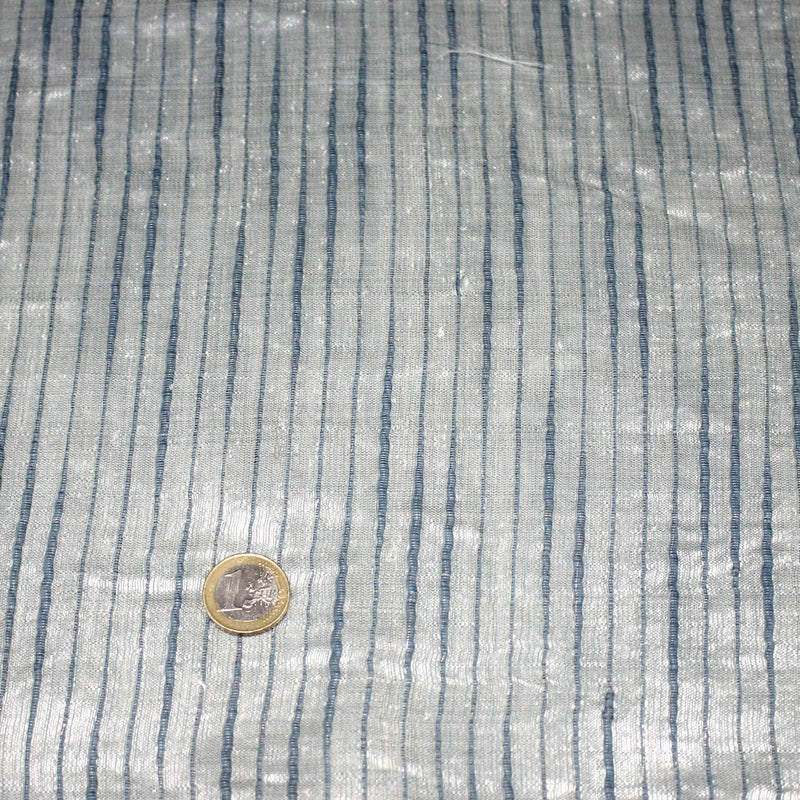 Tissu coton soie tissé rayé, trois couleurs : vert, jaune, gris - MADE IN FRANCE - TissusPapi.com