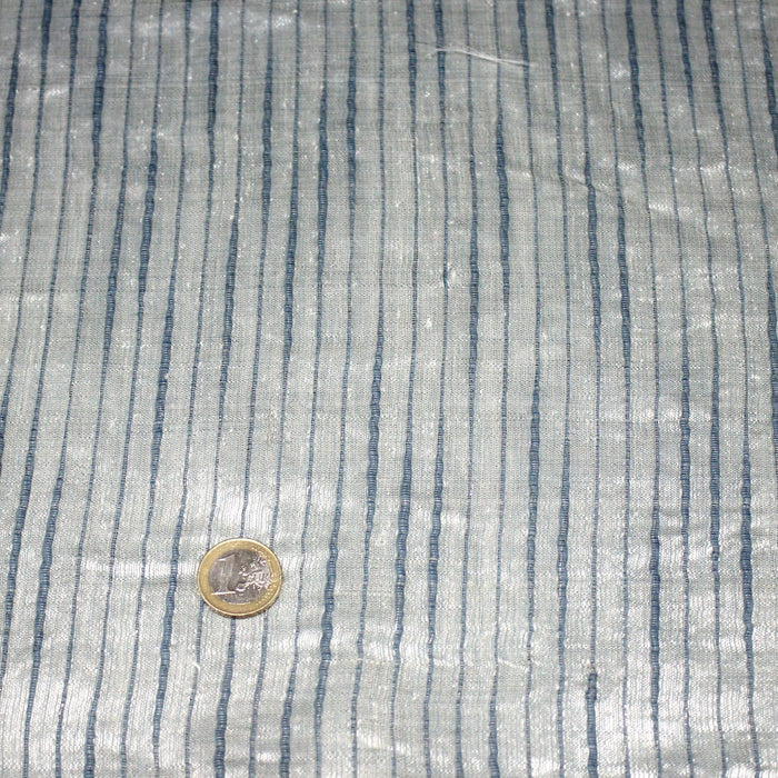 Tissu coton soie tissé rayé, trois couleurs : vert, jaune, gris - MADE IN FRANCE - TissusPapi.com