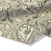 Tissu ART NOUVEAU demi natté motif floral, fond lin : bordeaux, vert anglais, ocre - TissusPapi.com