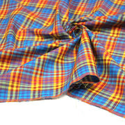 Tissu authentique MADRAS indien bleu jaune rouge, 100% coton - TissusPapi.com