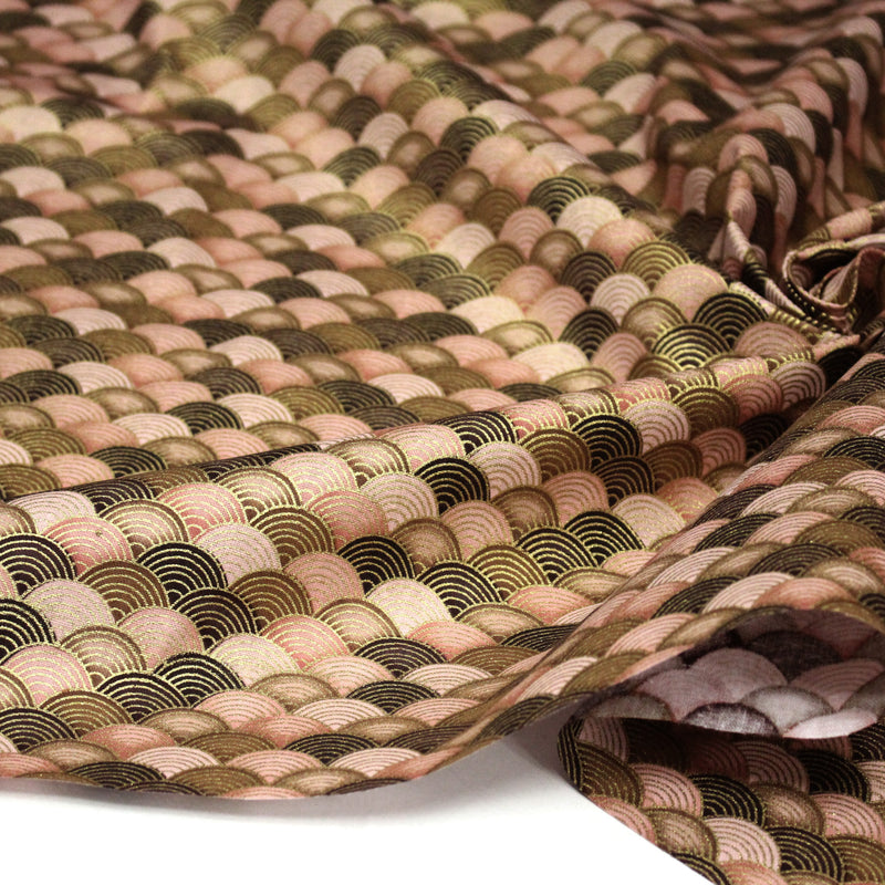 Tissu cotonnade motif vagues japonaises Seigaiha dorées : nombreuses couleurs - COLLECTION JAPON DORÉ - TissusPapi.com