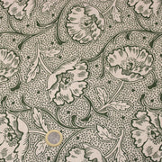 Tissu ART NOUVEAU demi natté motif floral, fond lin : bordeaux, vert anglais, ocre - TissusPapi.com