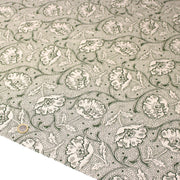 Tissu ART NOUVEAU demi natté motif floral, fond lin : bordeaux, vert anglais, ocre - TissusPapi.com