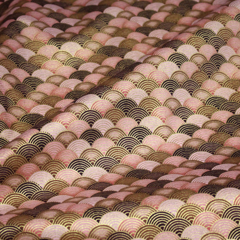 Tissu cotonnade motif vagues japonaises Seigaiha dorées : nombreuses couleurs - COLLECTION JAPON DORÉ - TissusPapi.com