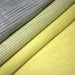 Tissu coton soie tissé rayé, trois couleurs : vert, jaune, gris - MADE IN FRANCE - TissusPapi.com