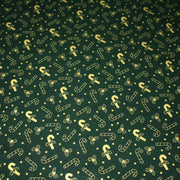 Tissu coton NOËL vert aux sucres d'orge et houx dorés - OEKO - TEX - TissusPapi.com