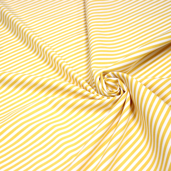 Tissu cotonnade Rayures jaunes et blanches, 4mm - OEKO-TEX STANDARD 100