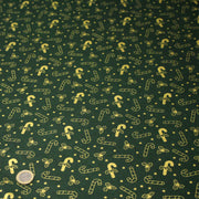 Tissu coton NOËL vert aux sucres d'orge et houx dorés - OEKO - TEX - TissusPapi.com