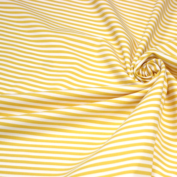 Tissu cotonnade Rayures jaunes et blanches, 4mm - OEKO-TEX STANDARD 100