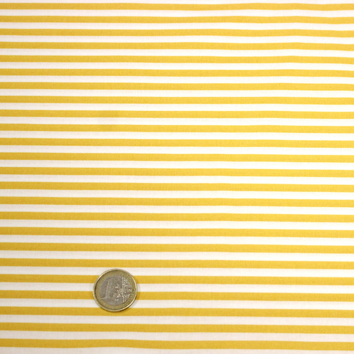 Tissu cotonnade Rayures jaunes et blanches, 4mm - OEKO-TEX STANDARD 100