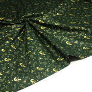 Tissu coton NOËL vert aux sucres d'orge et houx dorés - OEKO - TEX - TissusPapi.com