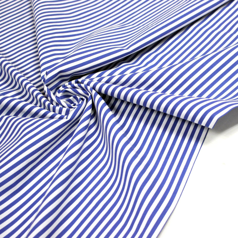 Tissu cotonnade Rayures bleu roi et blanches, 4mm - OEKO - TEX STANDARD 100 - TissusPapi.com