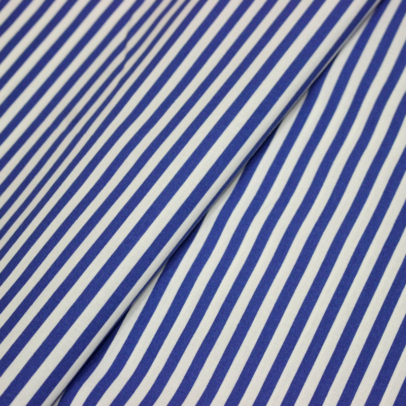 Tissu cotonnade Rayures bleu roi et blanches, 4mm - OEKO - TEX STANDARD 100 - TissusPapi.com