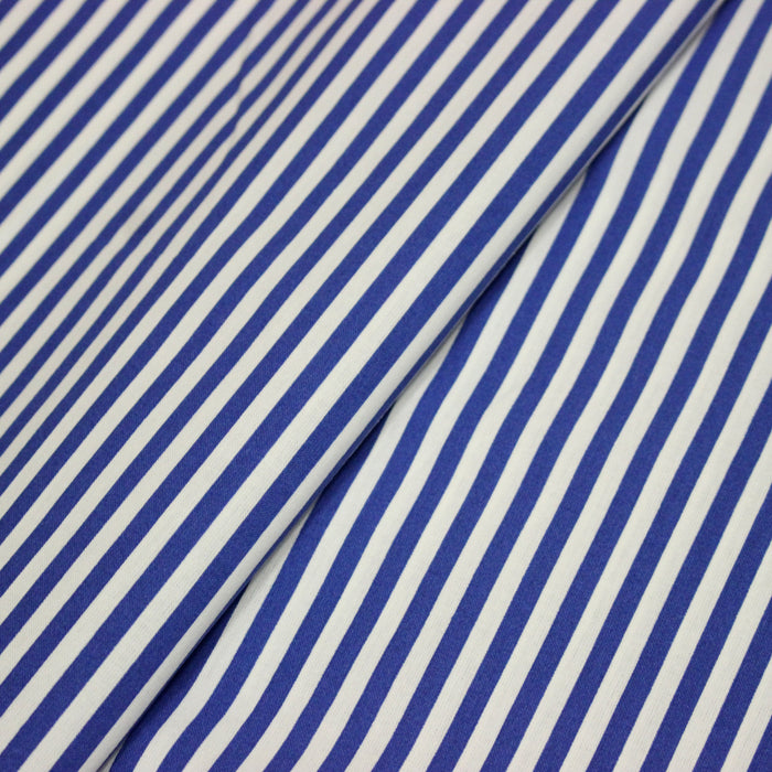 Tissu cotonnade Rayures bleu roi et blanches, 4mm - OEKO-TEX STANDARD 100
