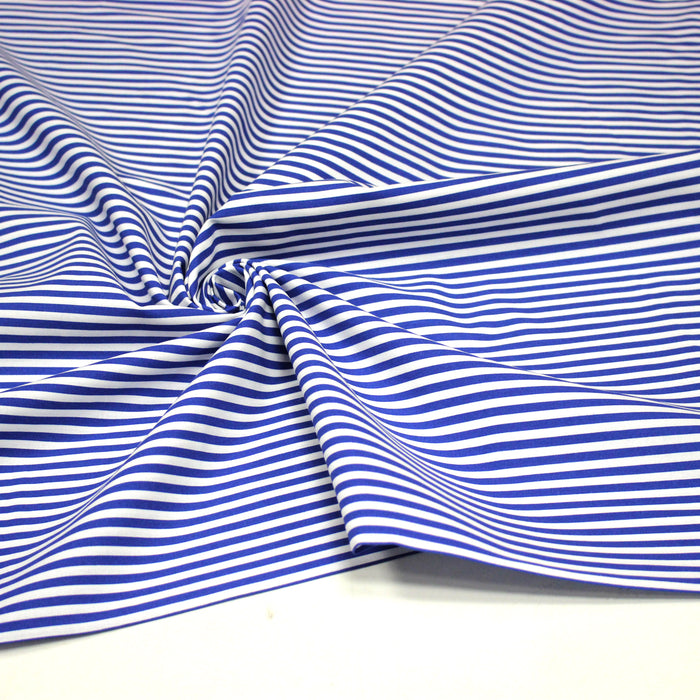 Tissu cotonnade Rayures bleu roi et blanches, 4mm - OEKO-TEX STANDARD 100