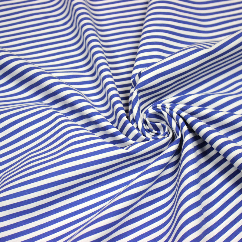 Tissu cotonnade Rayures bleu roi et blanches, 4mm - OEKO - TEX STANDARD 100 - TissusPapi.com