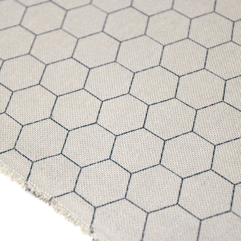 Tissu coton demi natté, motif japonais Kikko bleu & gris - MADE IN JAPAN - FABRICATION JAPONAISE - TissusPapi.com