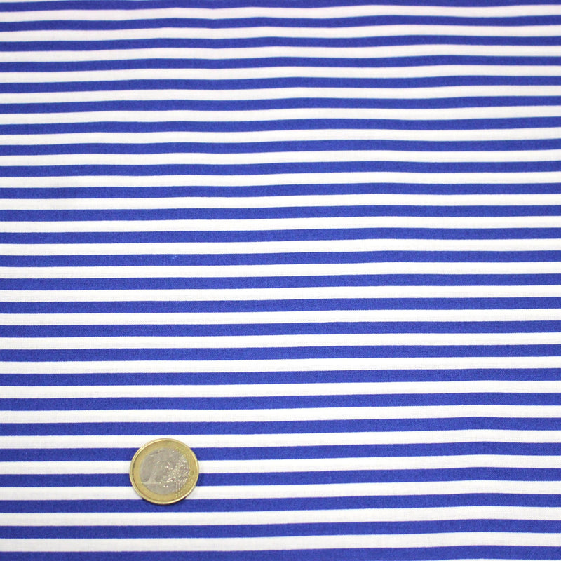 Tissu cotonnade Rayures bleu roi et blanches, 4mm - OEKO - TEX STANDARD 100 - TissusPapi.com