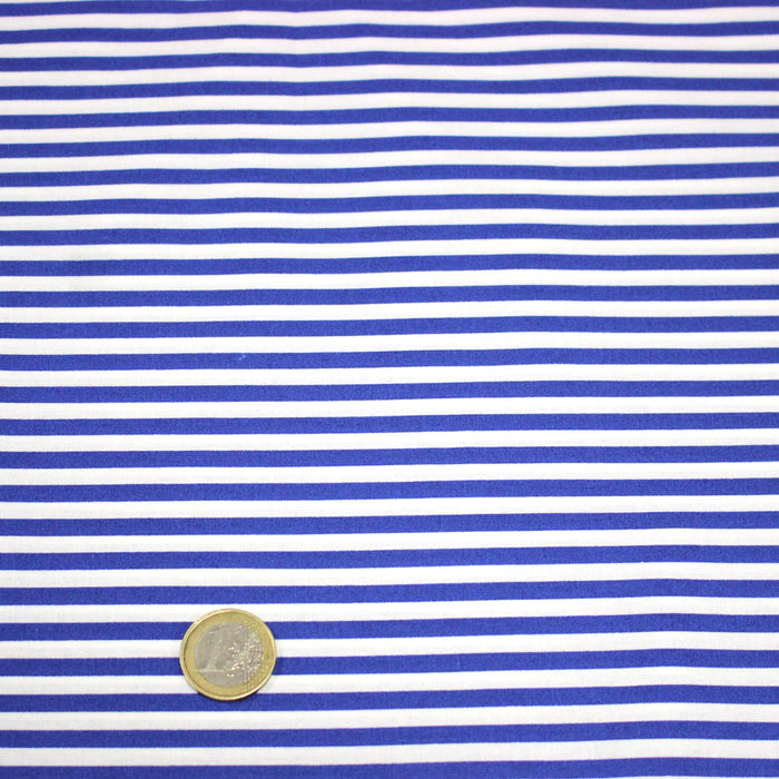 Tissu cotonnade Rayures bleu roi et blanches, 4mm - OEKO-TEX STANDARD 100
