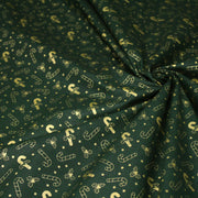 Tissu coton NOËL vert aux sucres d'orge et houx dorés - OEKO - TEX - TissusPapi.com