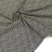Tissu coton demi natté noir, fleurs géométriques écrues - MADE IN JAPAN - FABRICATION JAPONAISE - TissusPapi.com