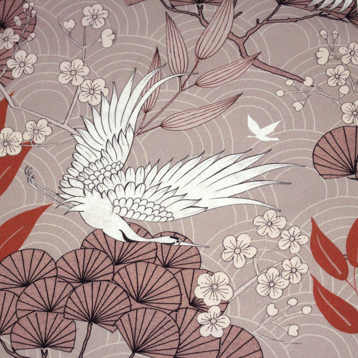 Tissu coton demi-natté GRUES JAPONAISES, trois teintes : écru, rose, ocre - OEKO-TEX STANDARD 100