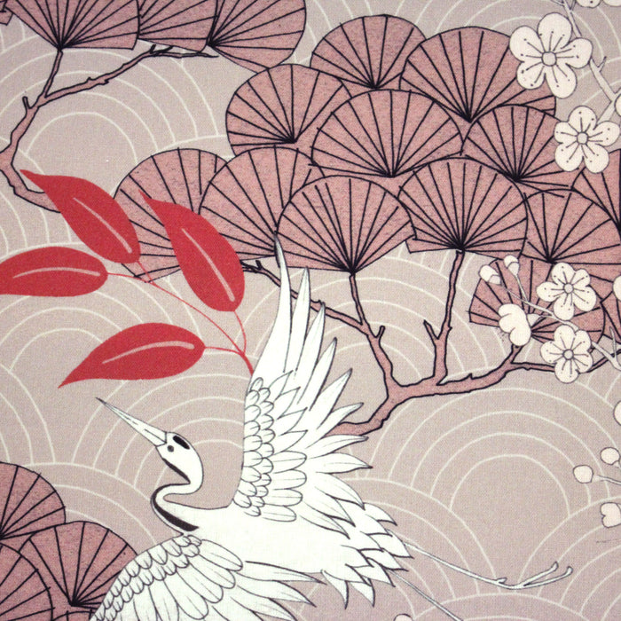 Tissu coton demi-natté GRUES JAPONAISES, trois teintes : écru, rose, ocre - OEKO-TEX STANDARD 100