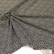 Tissu coton demi natté noir, fleurs géométriques écrues - MADE IN JAPAN - FABRICATION JAPONAISE - TissusPapi.com