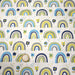 Tissu popeline coton blanc aux arcs en ciel verts bleus et jaunes - TissusPapi.com