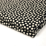 Tissu coton demi natté noir, fleurs géométriques écrues - MADE IN JAPAN - FABRICATION JAPONAISE - TissusPapi.com