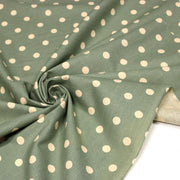 Tissu coton demi natté vert sauge aux pois écrus - MADE IN JAPAN - FABRICATION JAPONAISE - TissusPapi.com