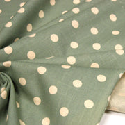 Tissu coton demi natté vert sauge aux pois écrus - MADE IN JAPAN - FABRICATION JAPONAISE - TissusPapi.com