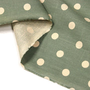 Tissu coton demi natté vert sauge aux pois écrus - MADE IN JAPAN - FABRICATION JAPONAISE - TissusPapi.com